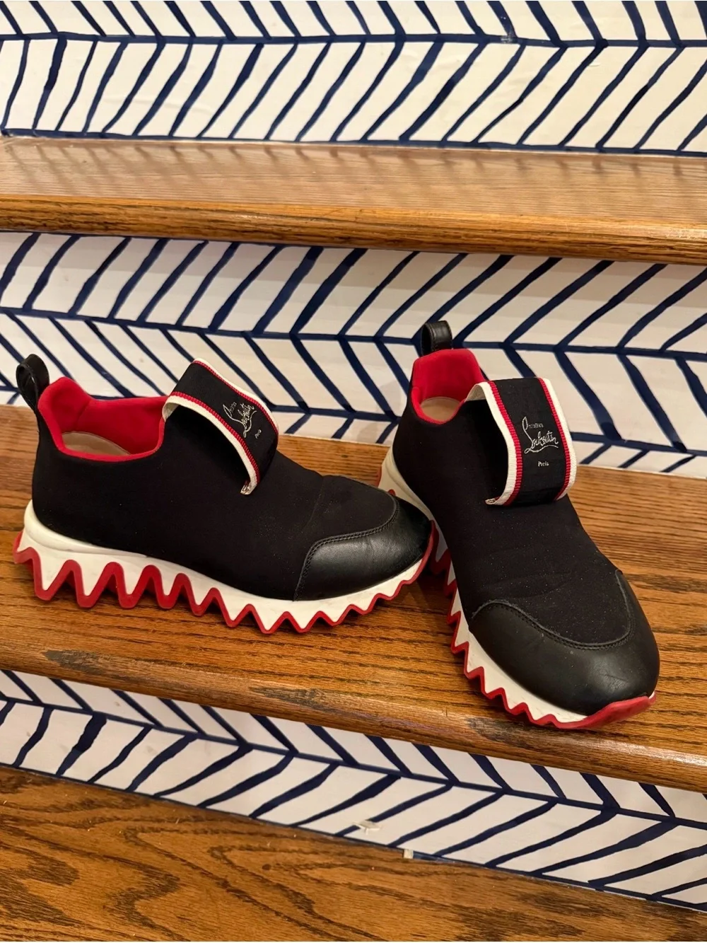 Christian Louboutin Tiketa Run slip-on Black Red Sneakers
